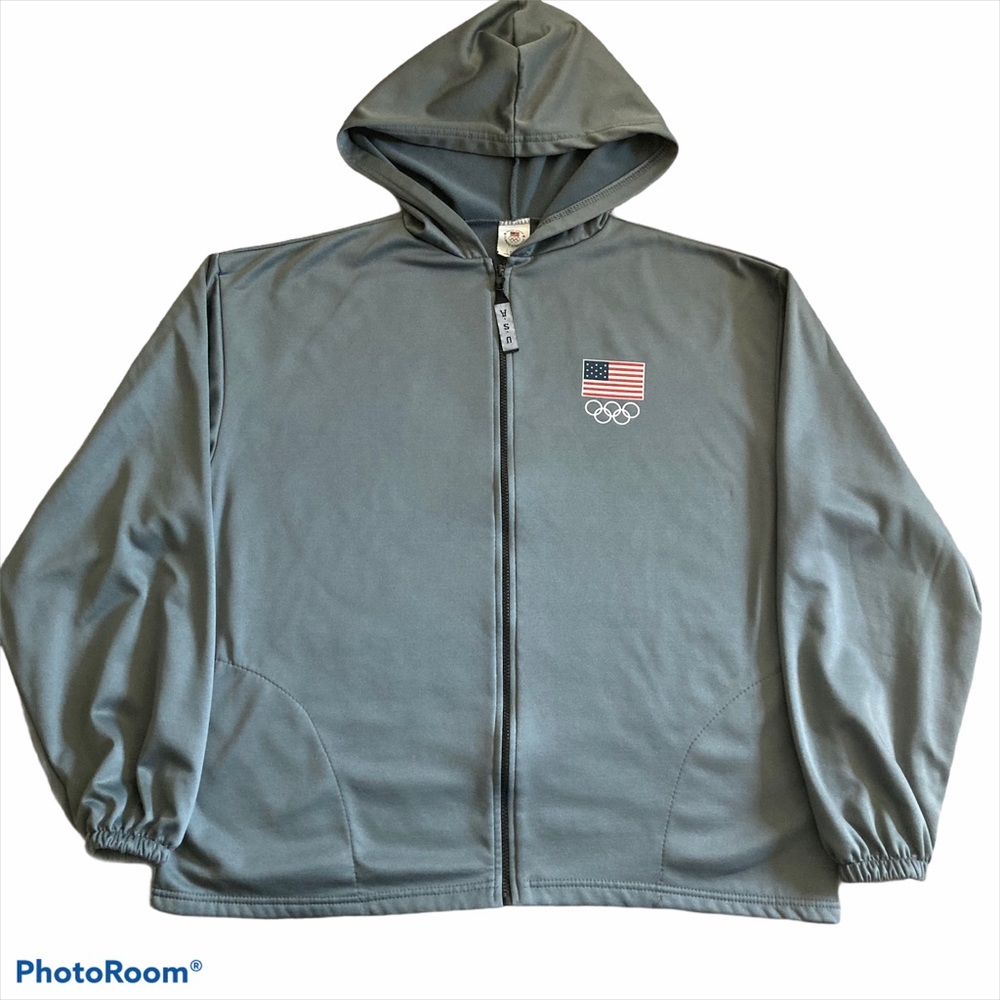 US OLYMPIC Team 2XL Gray Full Zip PolyesterJacket